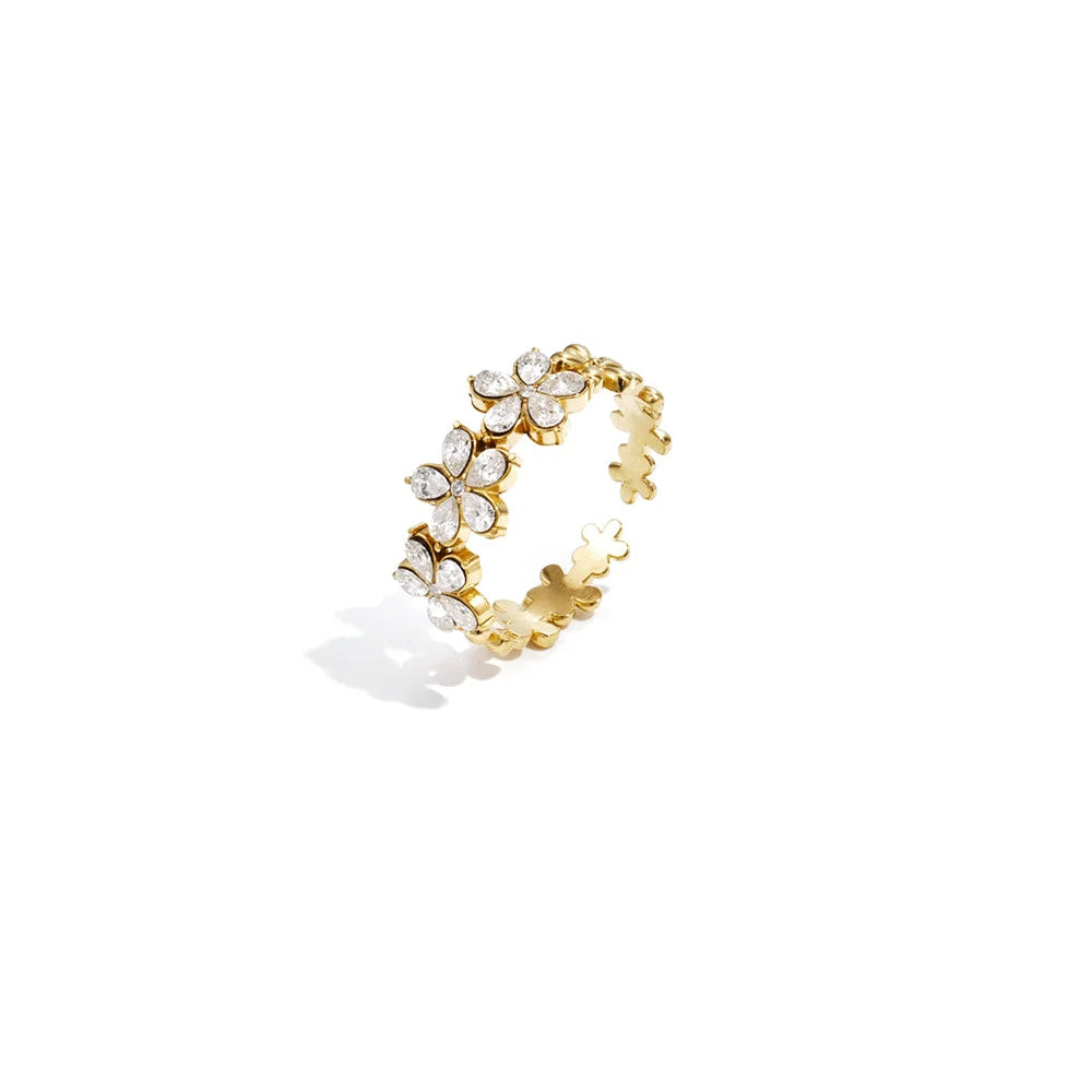 Anello Fiori di Zirconi