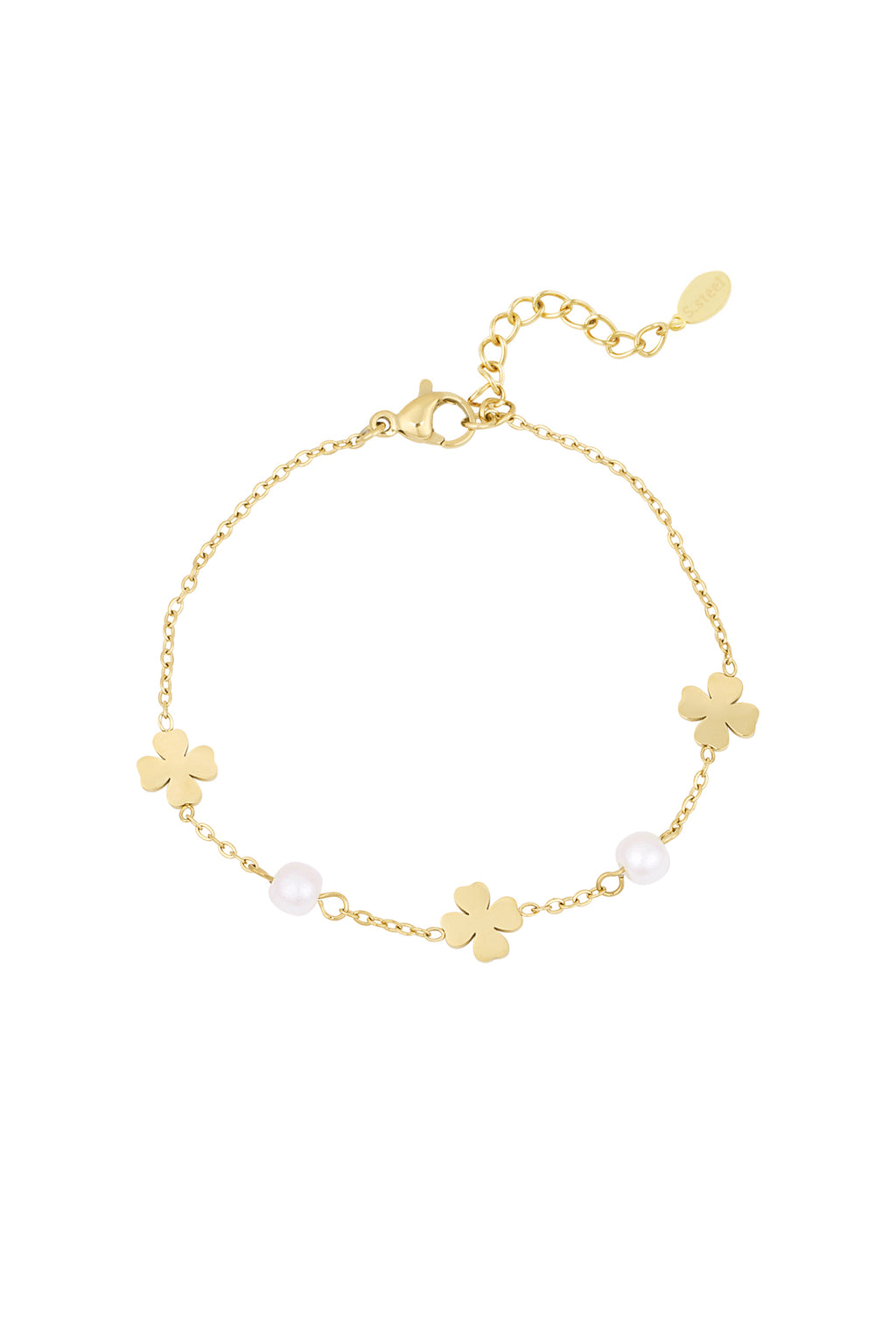 Bracciale Perle con Quadrifoglio Portafortuna