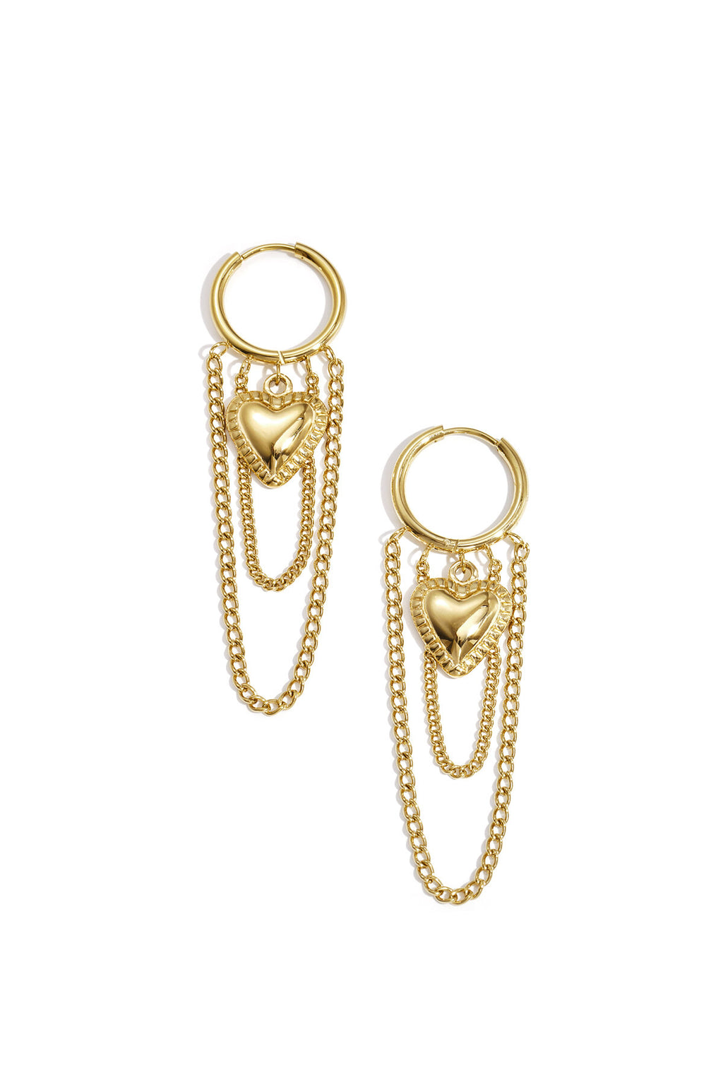 Orecchini Hoop con Catena & Cuore