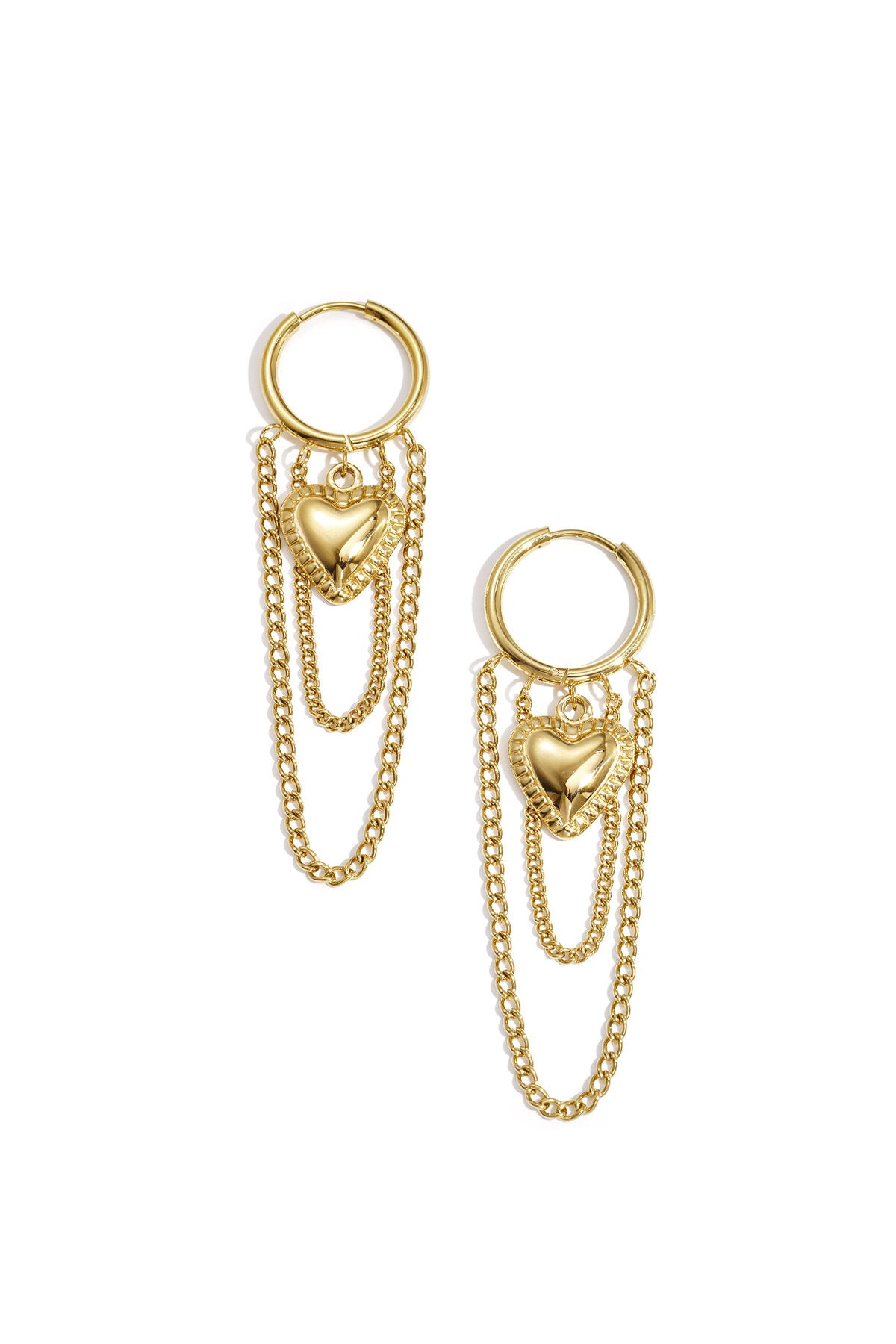 Orecchini Hoop con Catena & Cuore