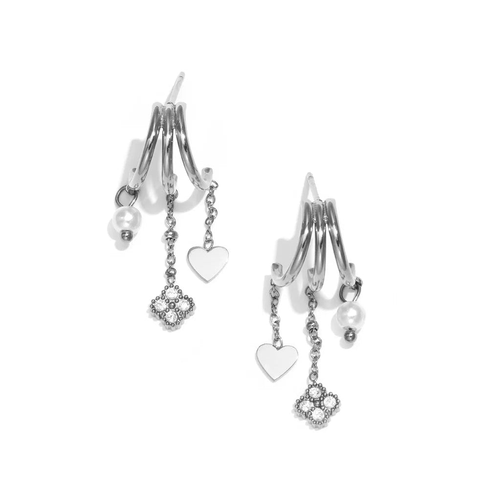 Orecchini Multi-Charm Cuore e Fiore