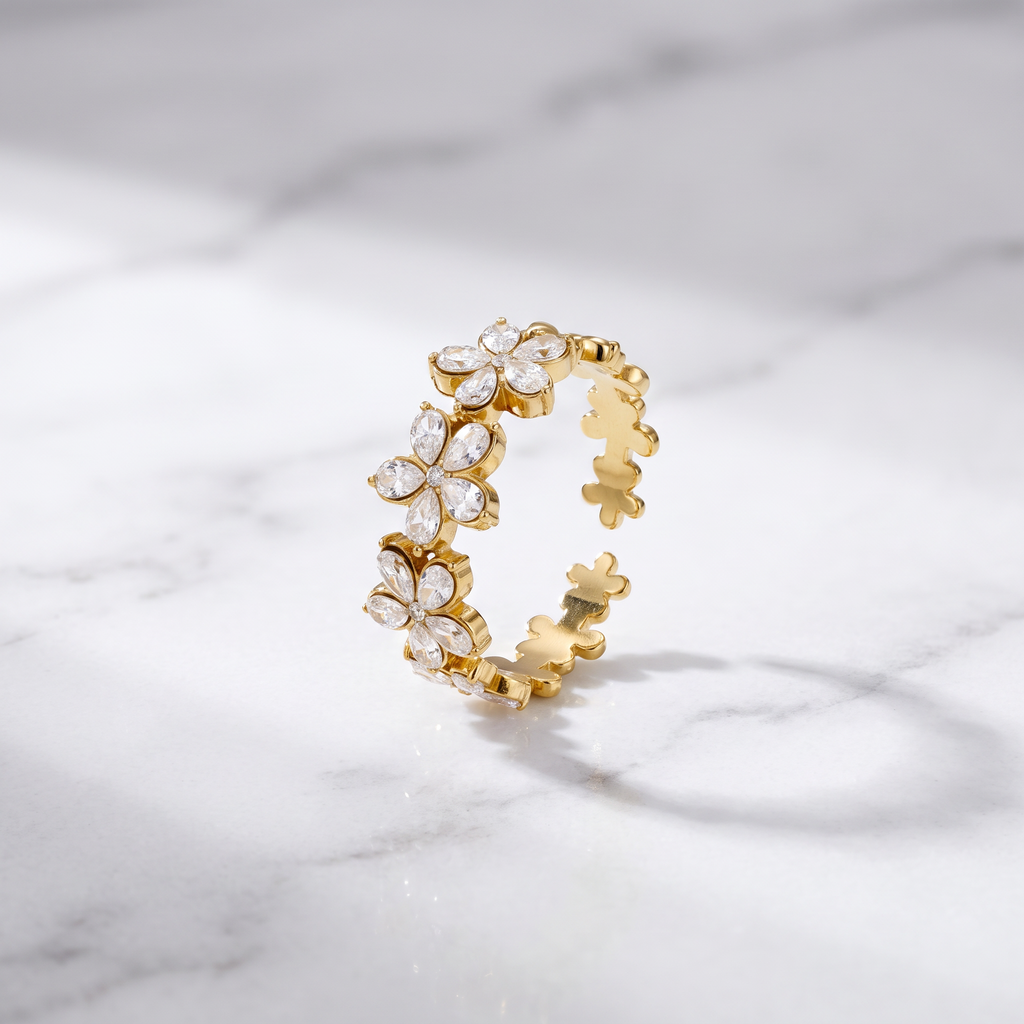 Anello Fiori di Zirconi