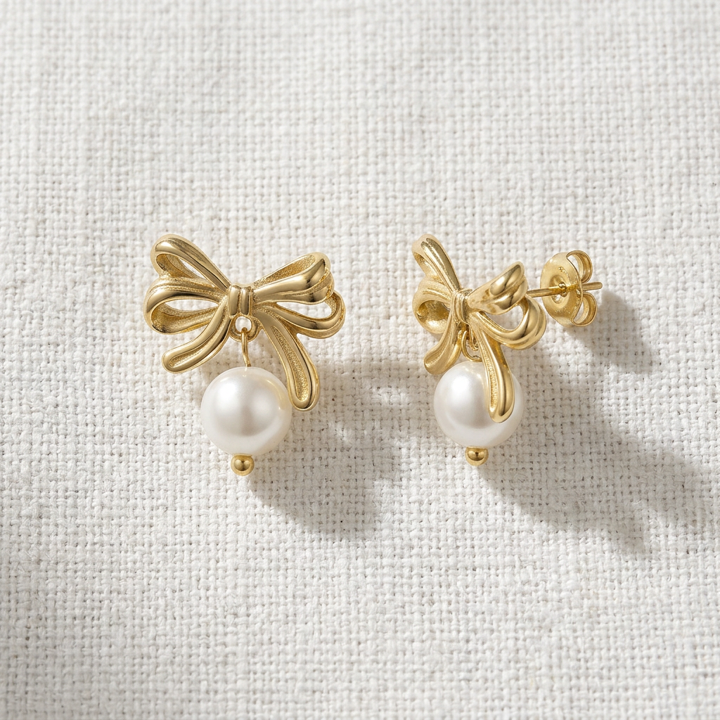 Orecchini Fiocco con Perla
