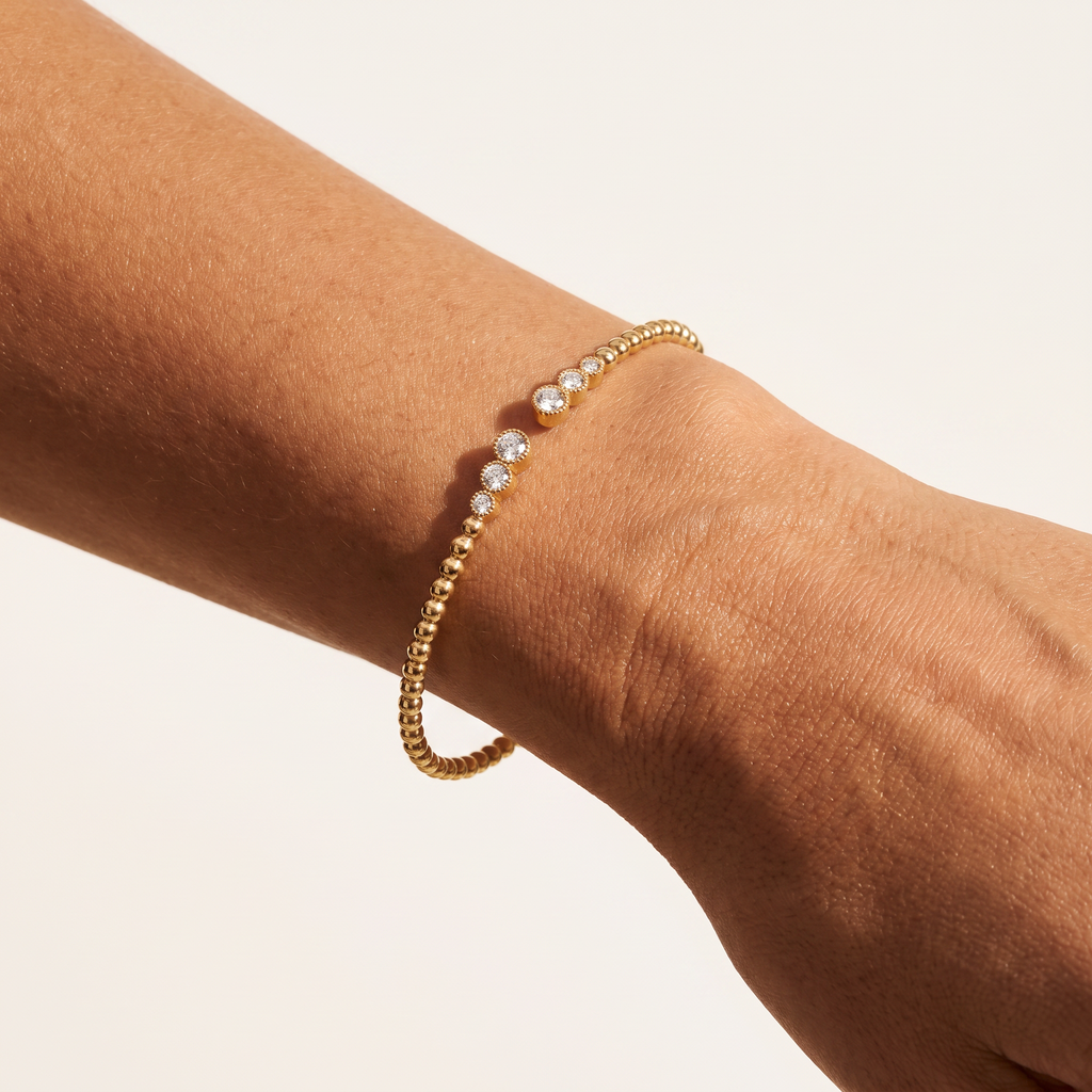 Bracciale Rigido a Sfere con Zirconi