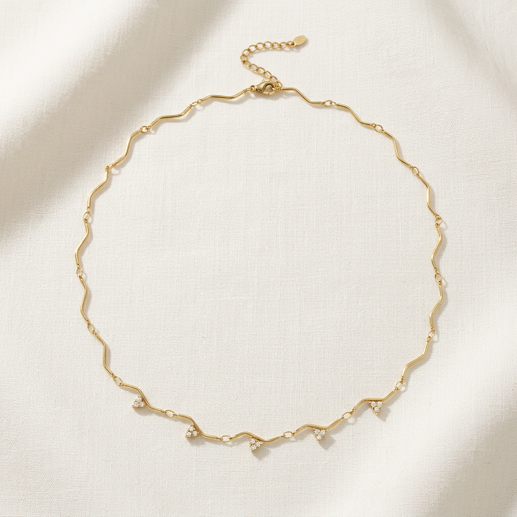 Collana Onda con Trilogie di Zirconi