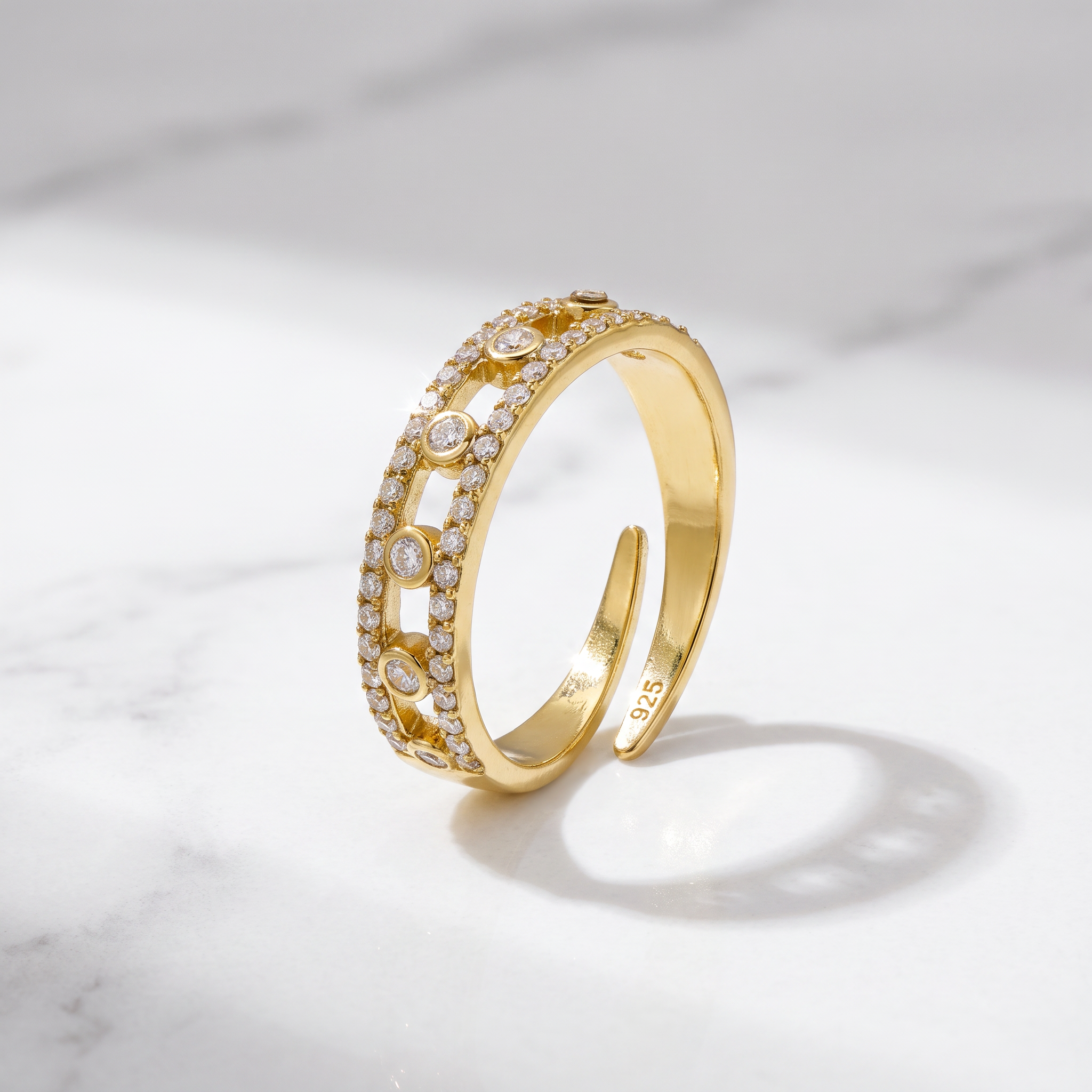 Anello Doppia Fila con Zirconi