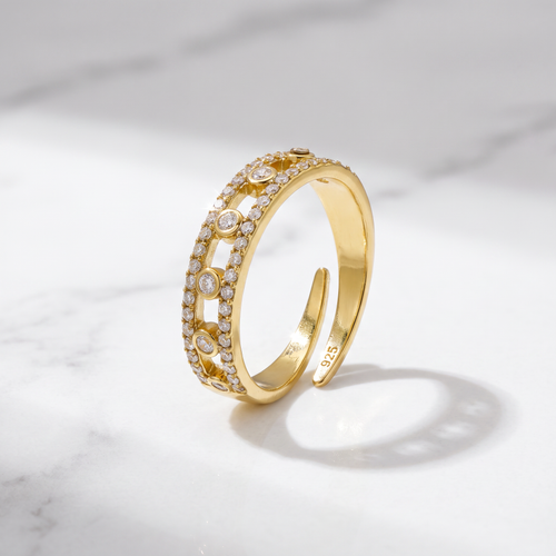 Anello Doppia Fila con Zirconi