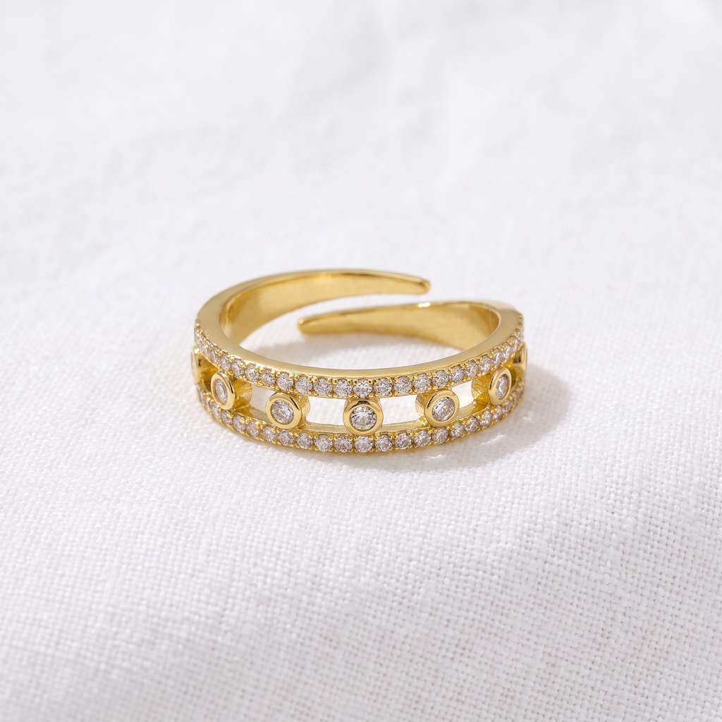 Anello Doppia Fila con Zirconi