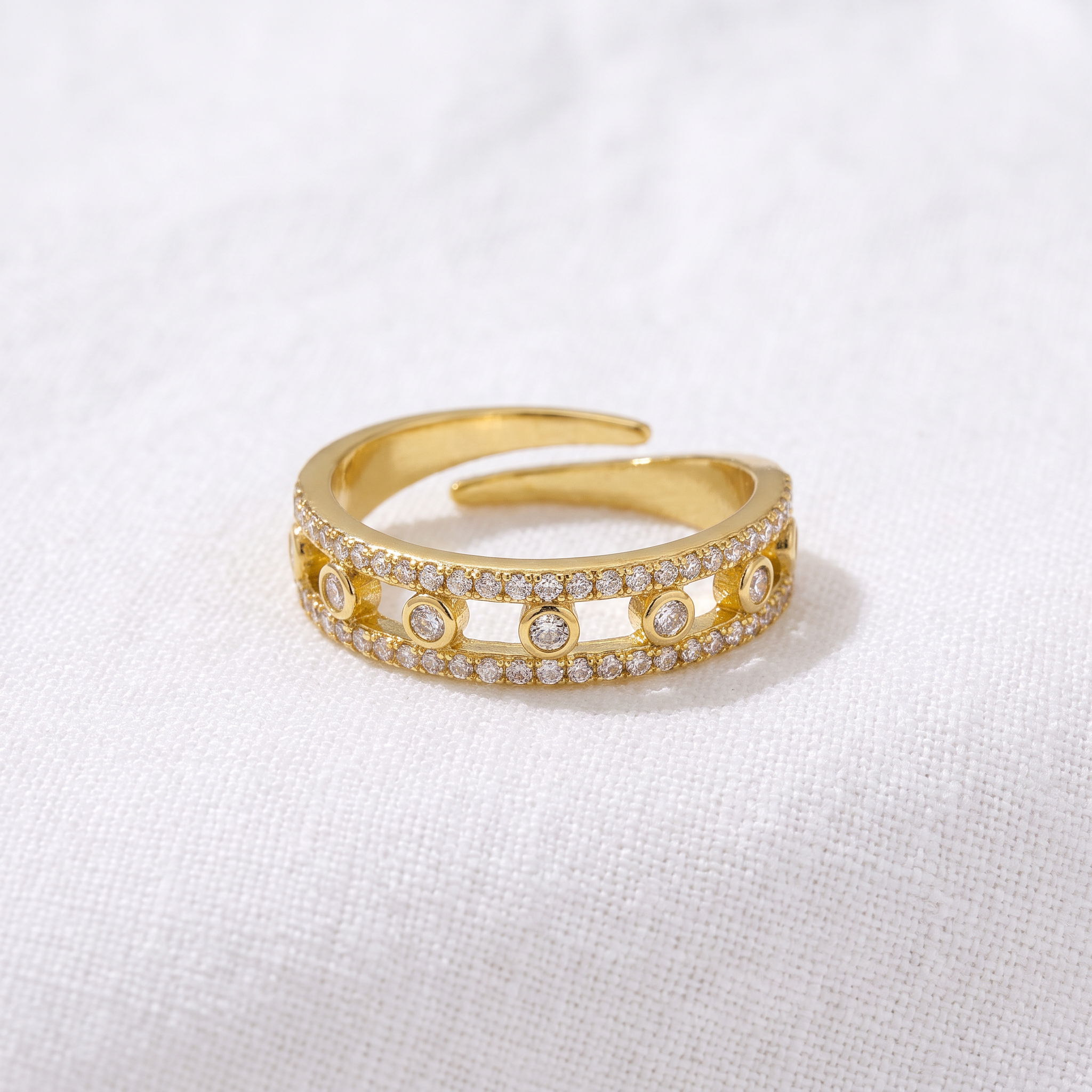 Anello Doppia Fila con Zirconi